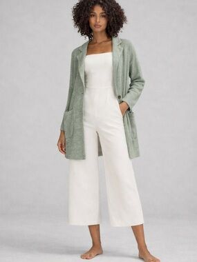 French Mauve Light Sage Green Open-Front Knit Cardigan size M/L